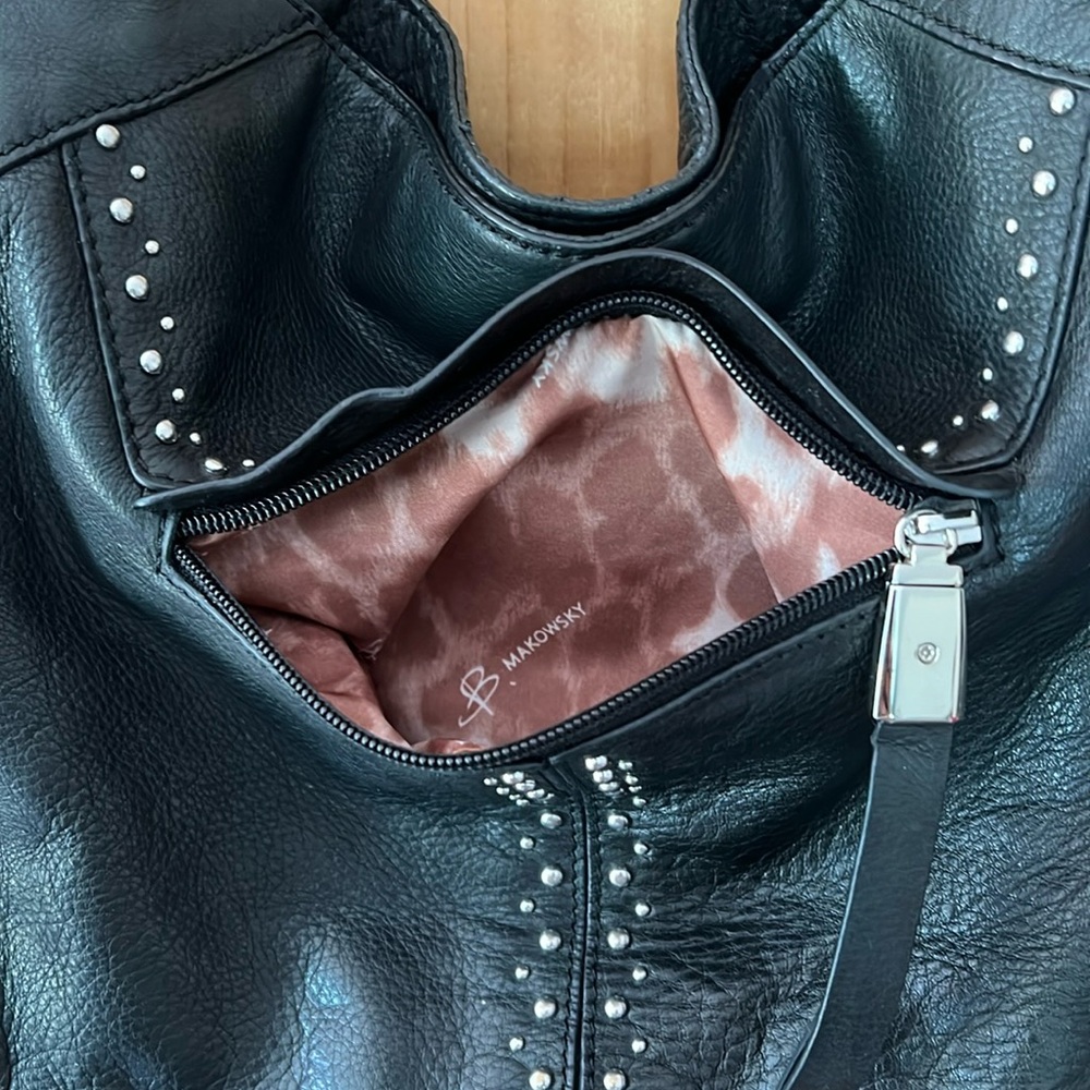 B. Makowski studded black leather shoulder bag - Picture 5 of 17